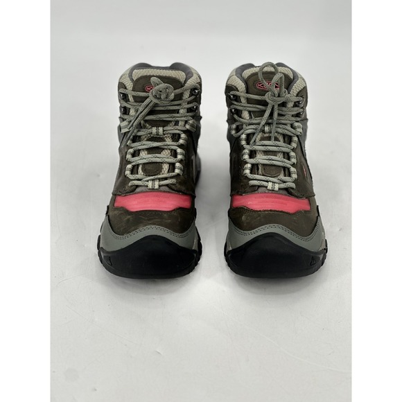 KEEN Ridge Flex Mid Waterproof Hiking Boots Outdoor Comfort Pink Green W\'s 8.5